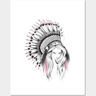 Indian Headdress Pink Version Posters and Art